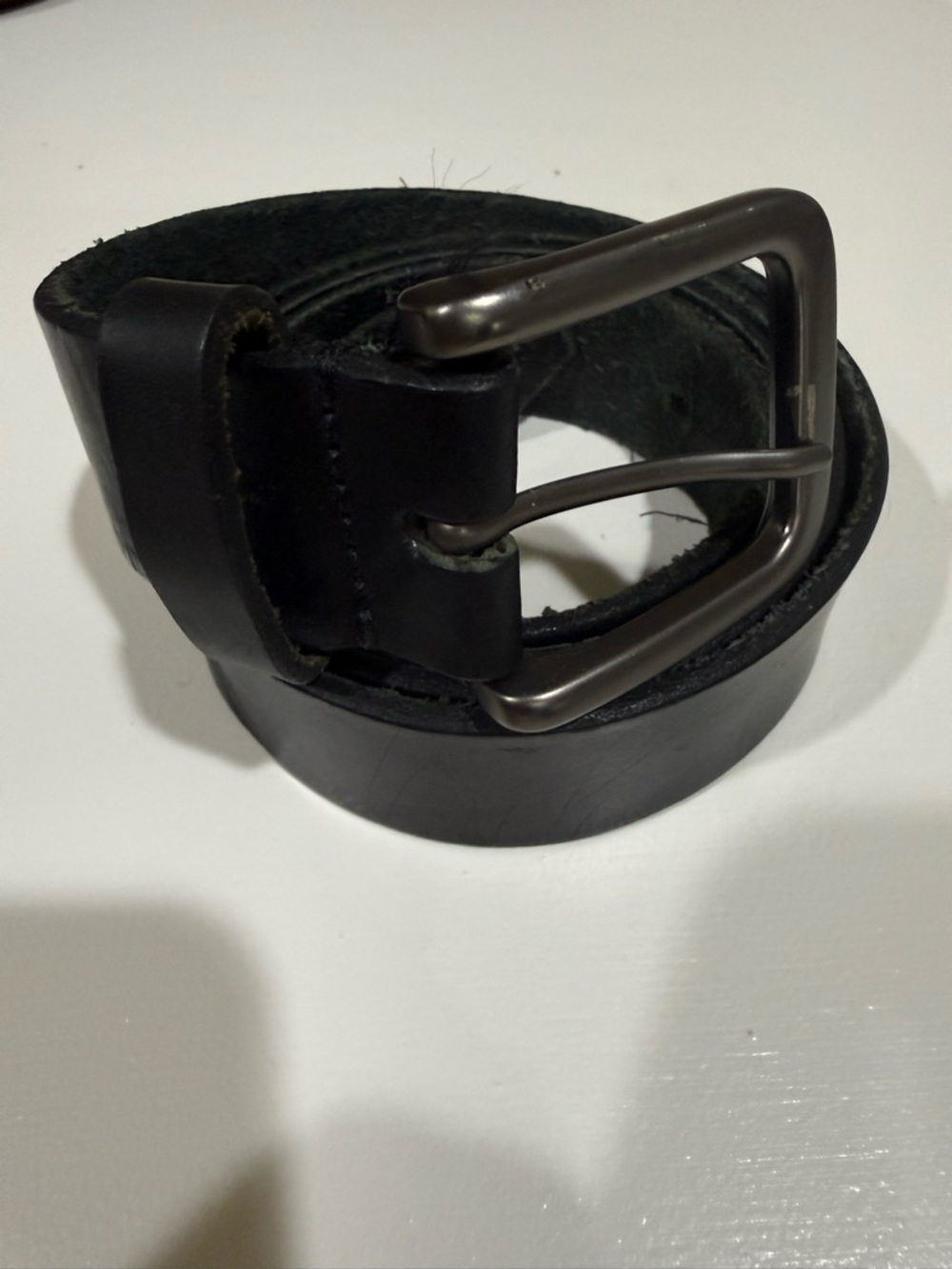 Timberland Classic Black Leather Men's Belt with Brushed Metal Buckle Sz 44